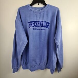Comfortex USA Breckenridge Colorado Embroidered Sweatshirt Blue Large Vintage
